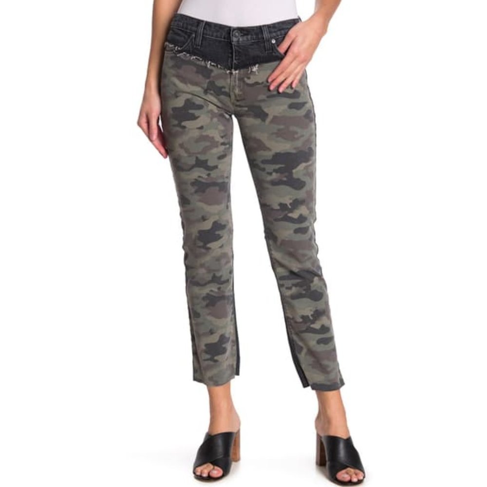 NWT Hudson Jeans Barbara Camo Detail Straight Leg